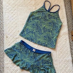 (LIKE NEW) L. L. Bean Girls Swim Suit, Two-Piece, UPF 50+